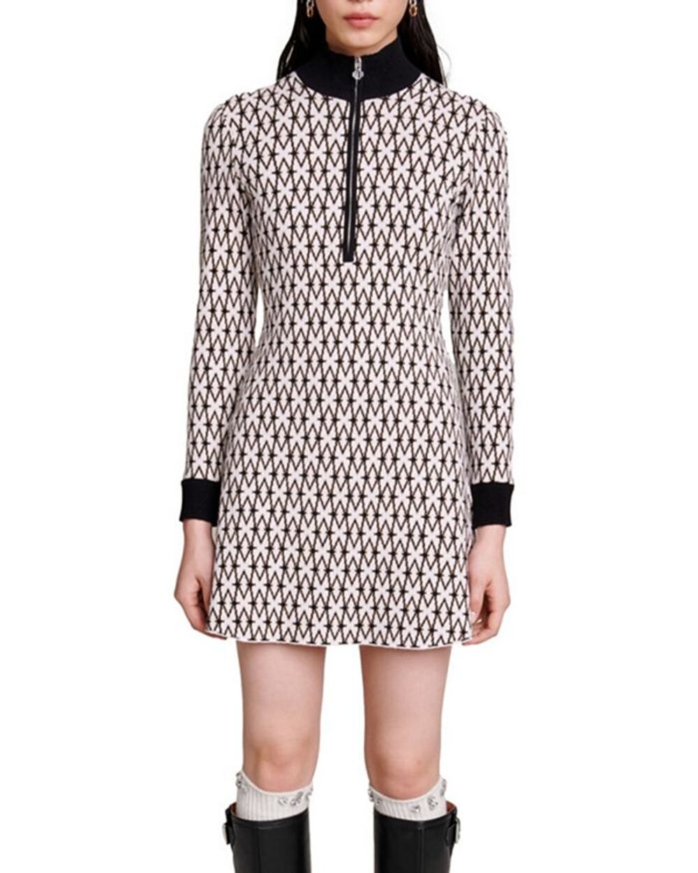 Maje Royal Multicolor Zip Up Sweater Dress Size 34